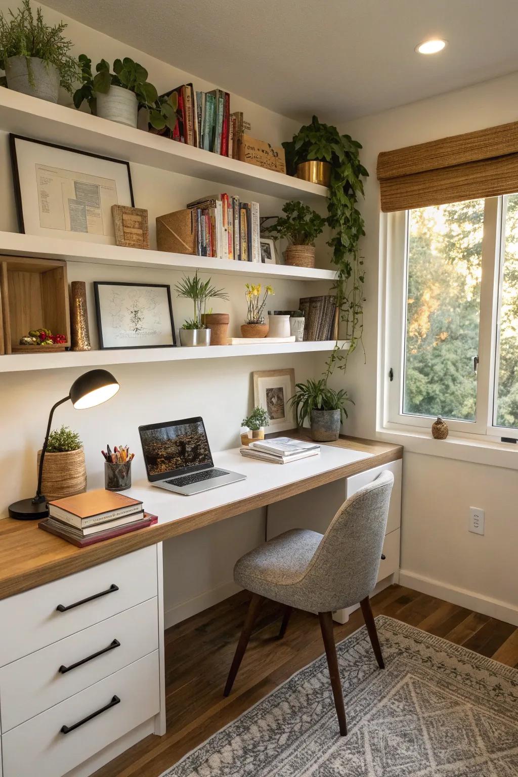 A home office addition offers a designated workspace.
