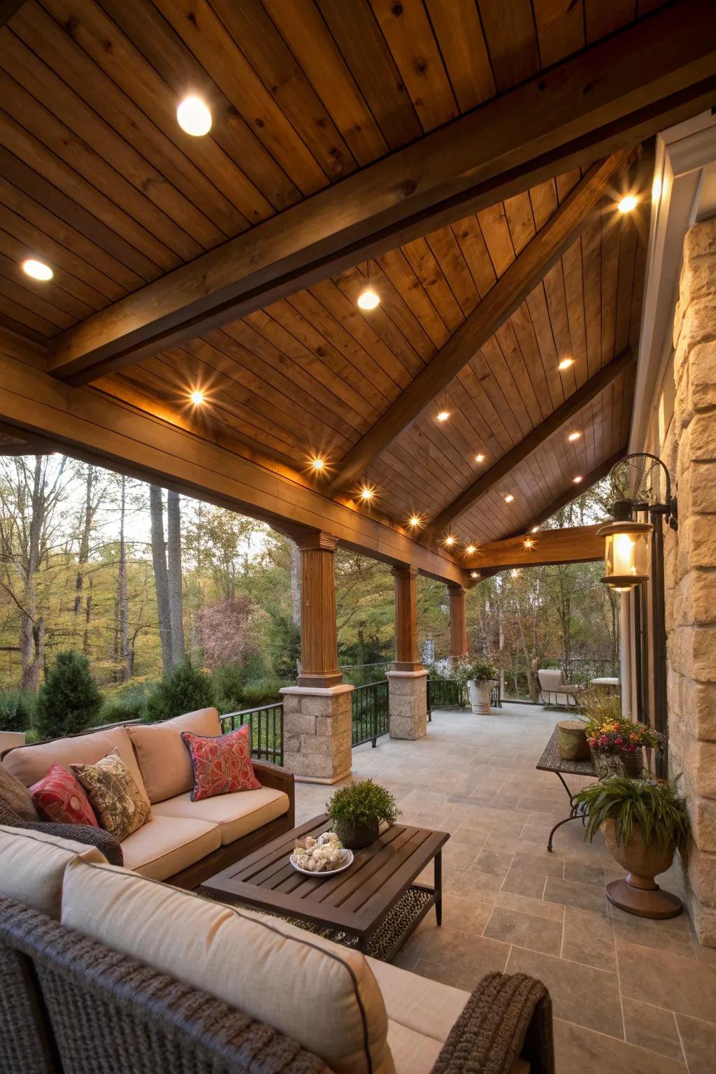 Set-back lights bring a modern touch to this countryside charm.