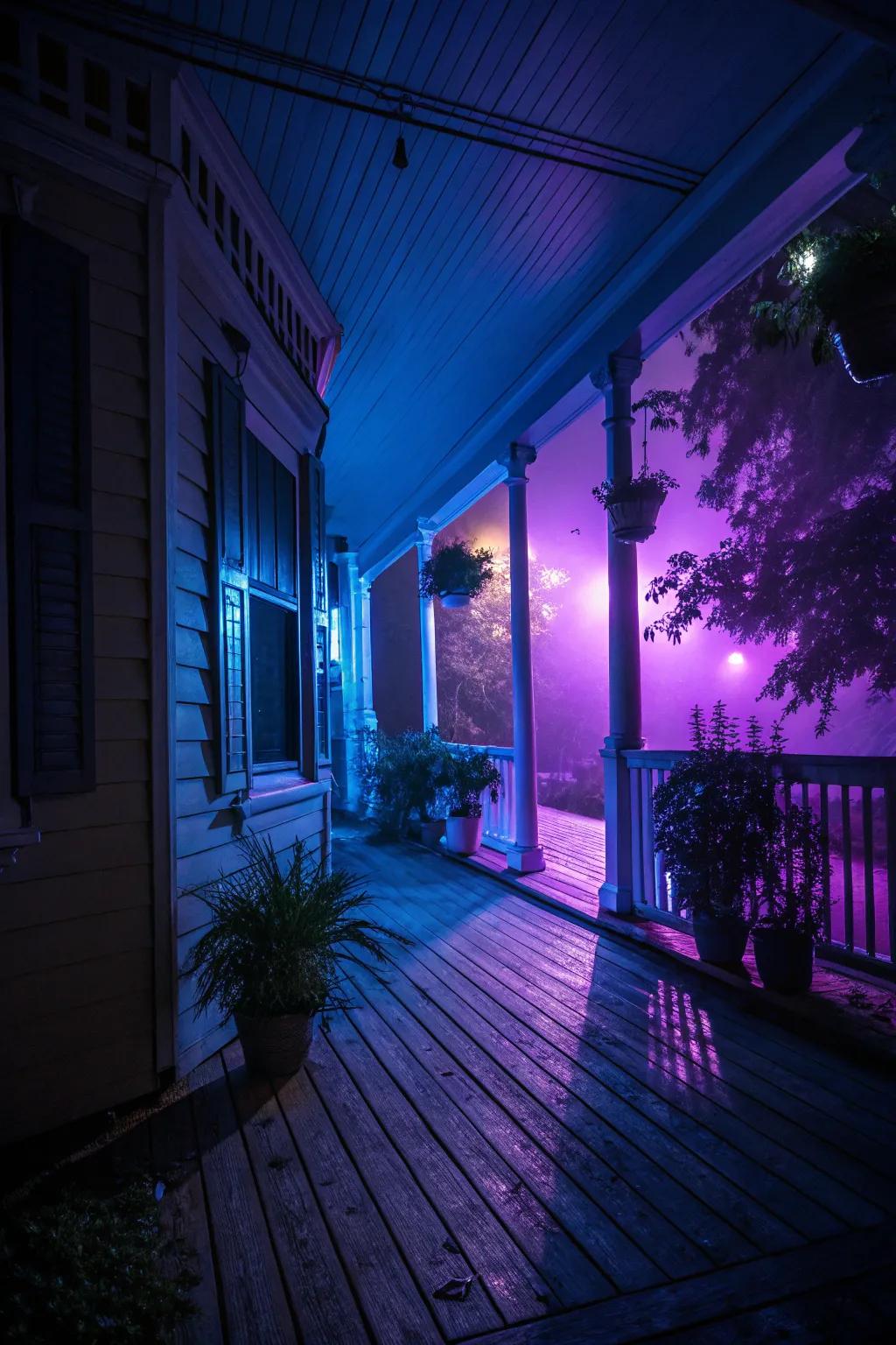 Gloomy atmosphere gives a chilling tone to this Halloween entryway.