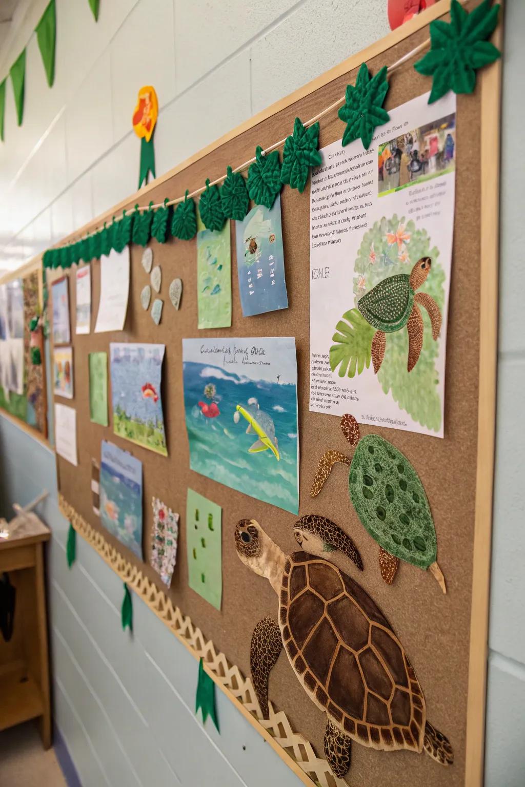 Devote a space on your bulletin board to the sea turtle.