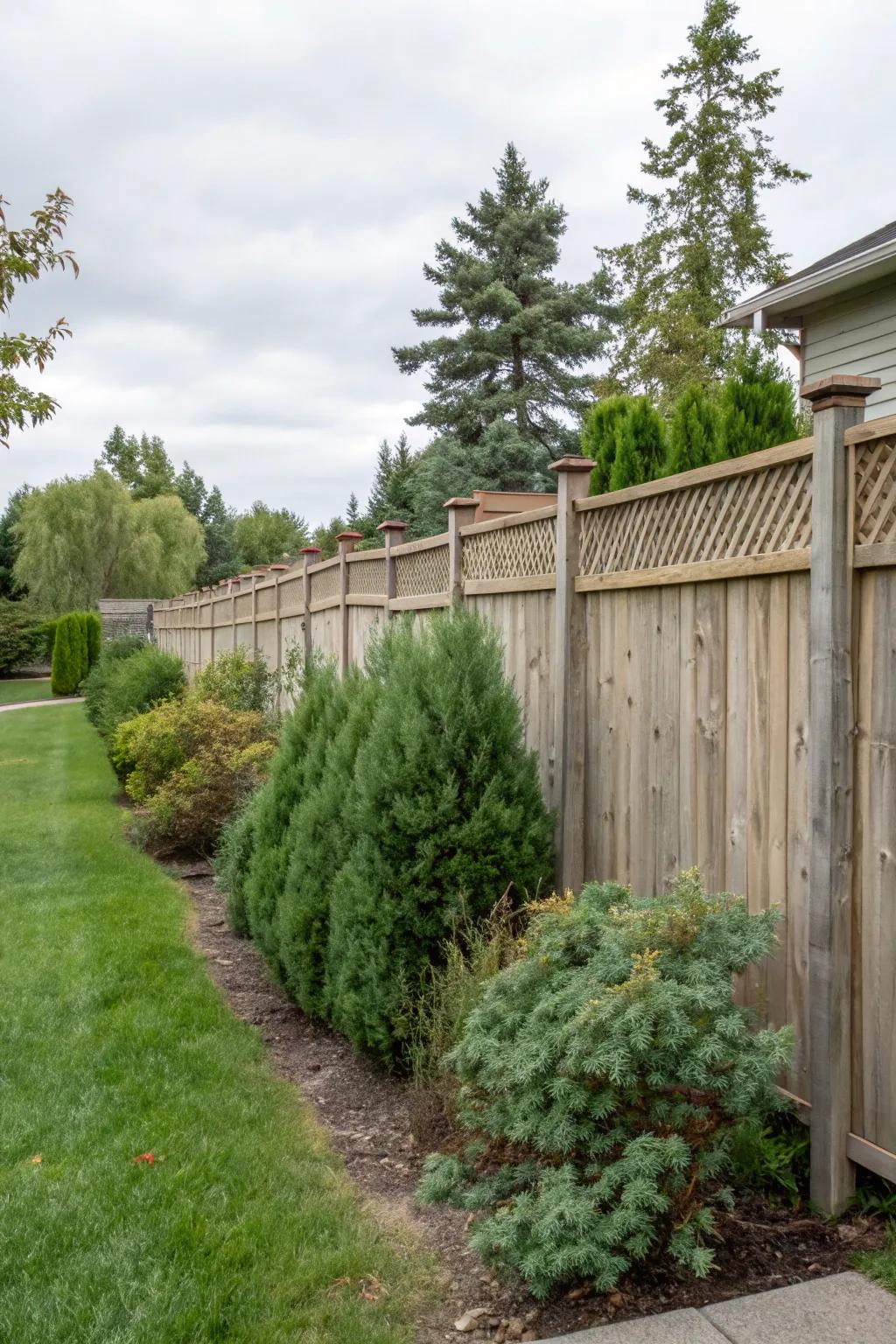 The organic charm of cedar infuses warmth and character into this semi-private fence.