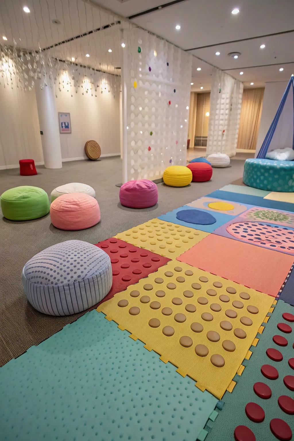 Sensory floors that encourage fun discovery.