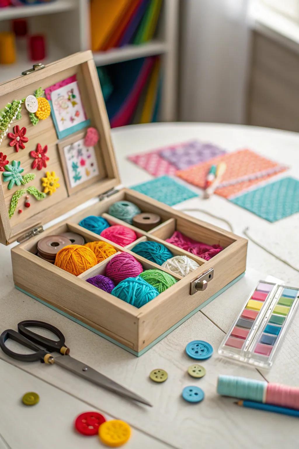 A craft collection display overflowing with creativity.