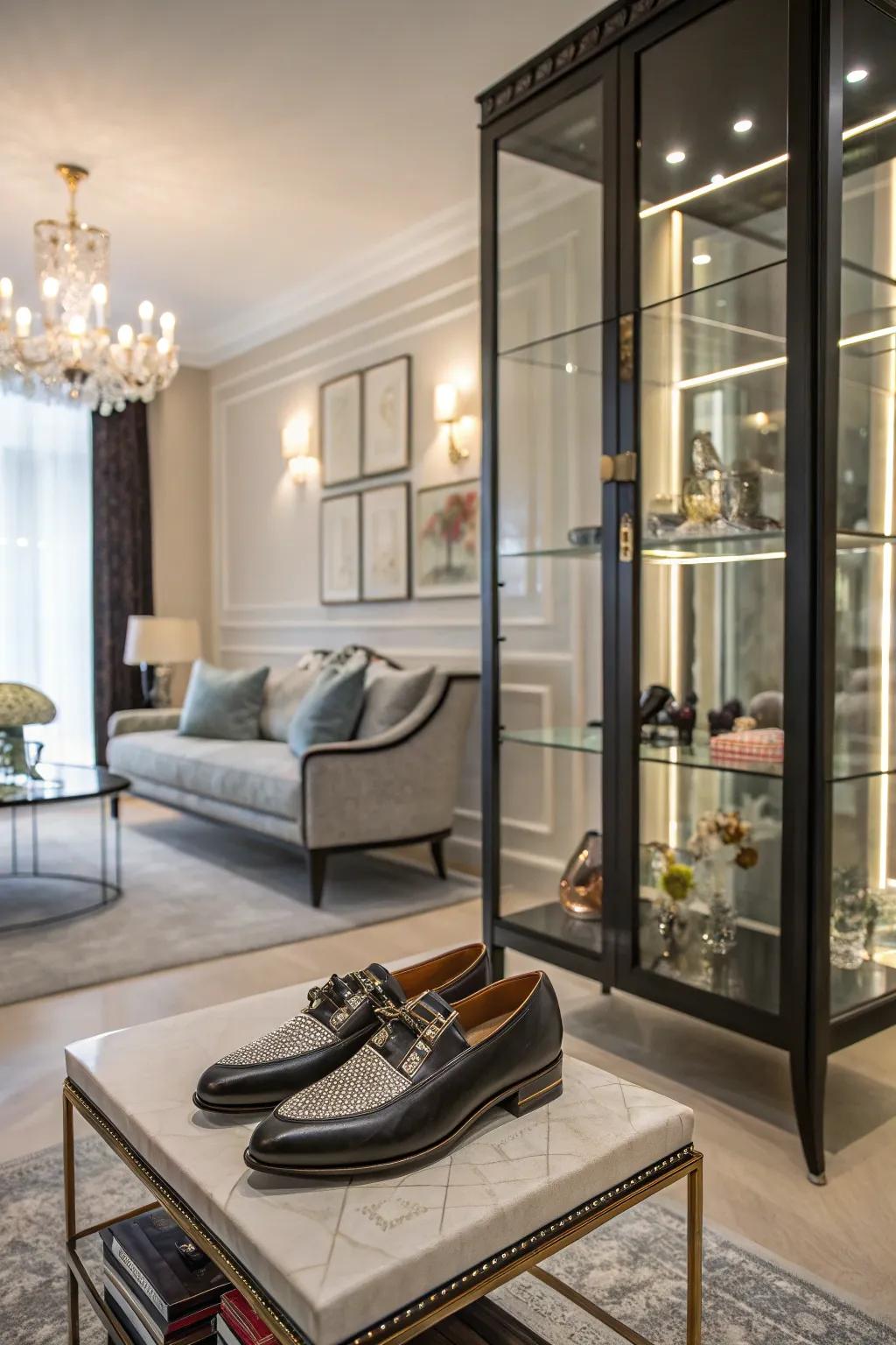 Transform your shoe collection into a decorative centerpiece.