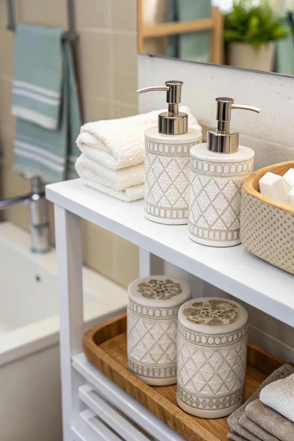Stylish and organized with matching dispensers.
