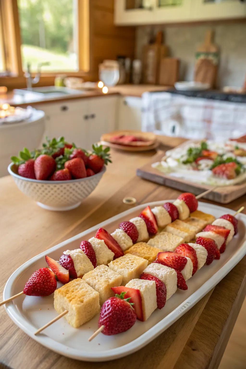 Delightful berry cake skewers, ideal for a sweet indulgence.