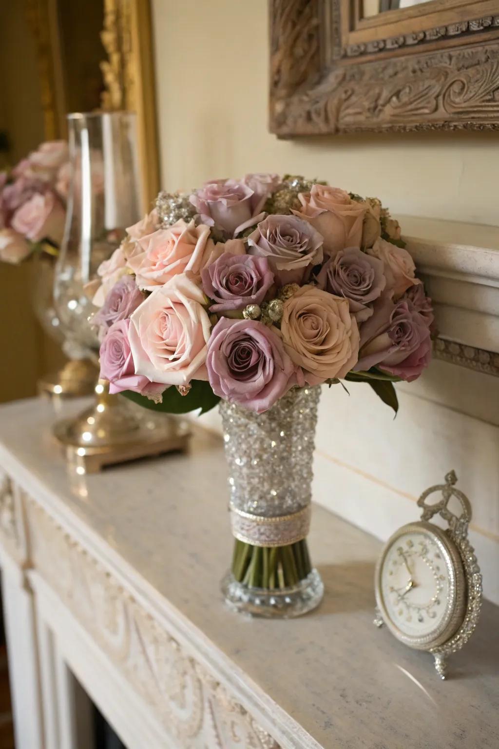 A vintage-inspired bouquet radiates classic sophistication.