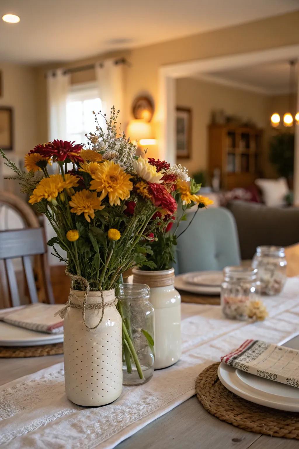 Regular items, like canning jars, add a charming detail.