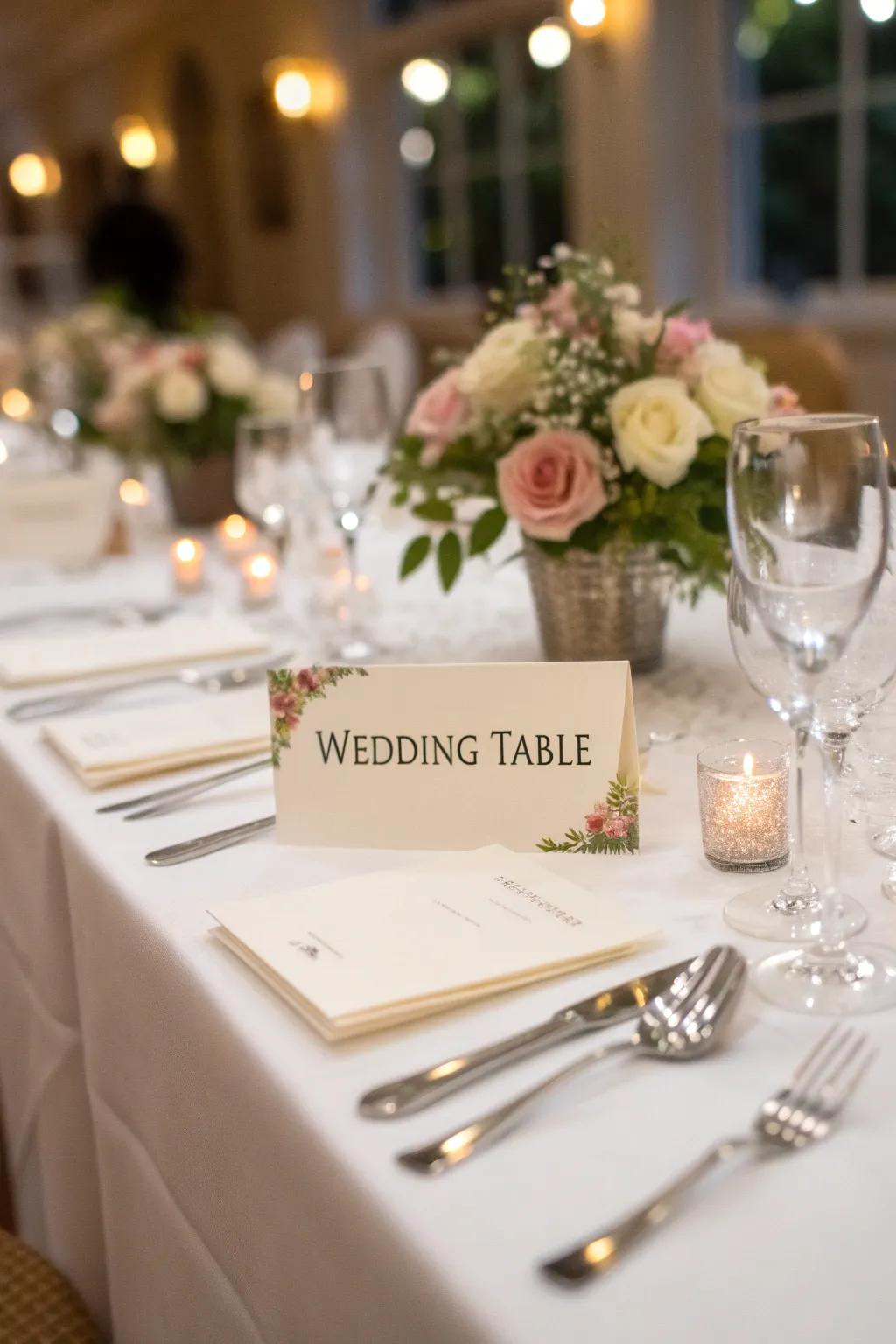 Specially designed seating cards add an exclusive touch.