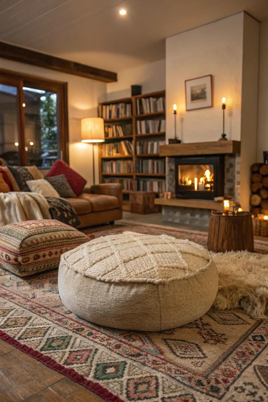 A living room enhanced with soft textures for extra comfort.