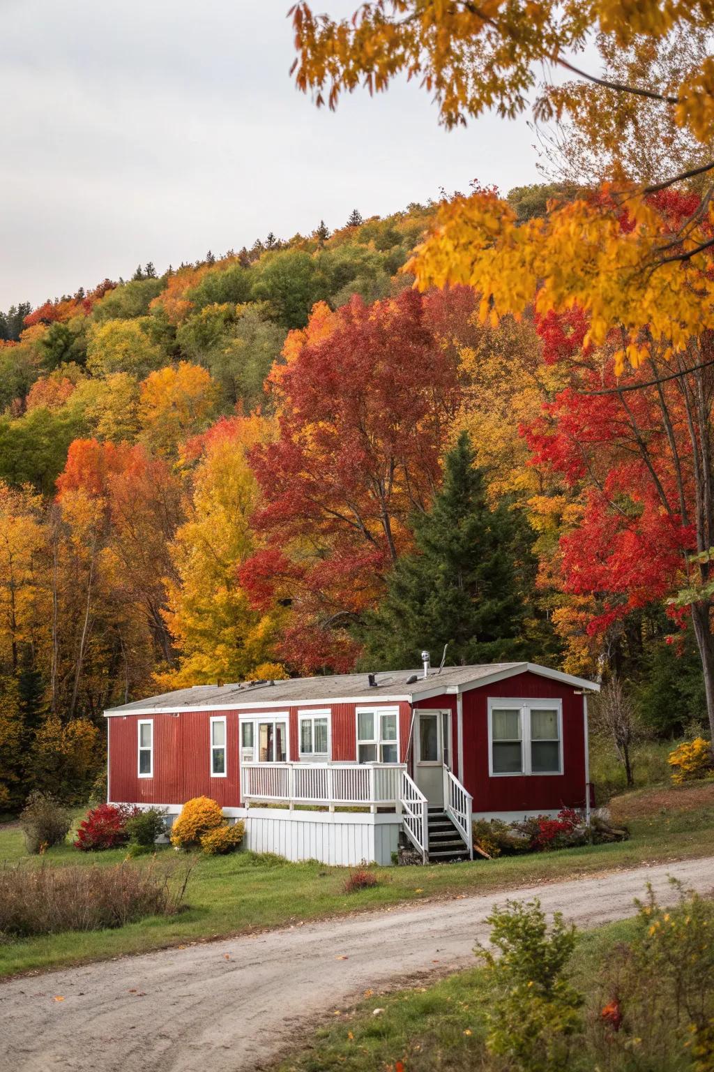 Barn red infuses country charm into your mobile home's outside.