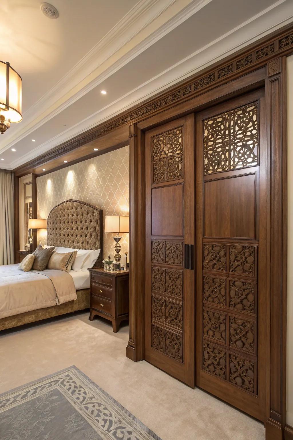 Timeless sophistication through traditional patterned doors.