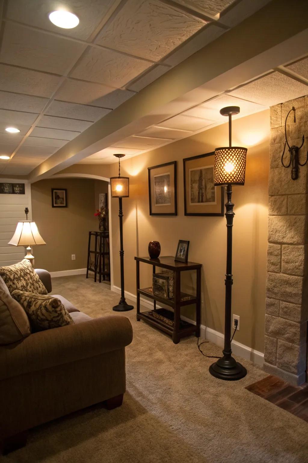 Intelligent lighting can transform the atmosphere of your basement.