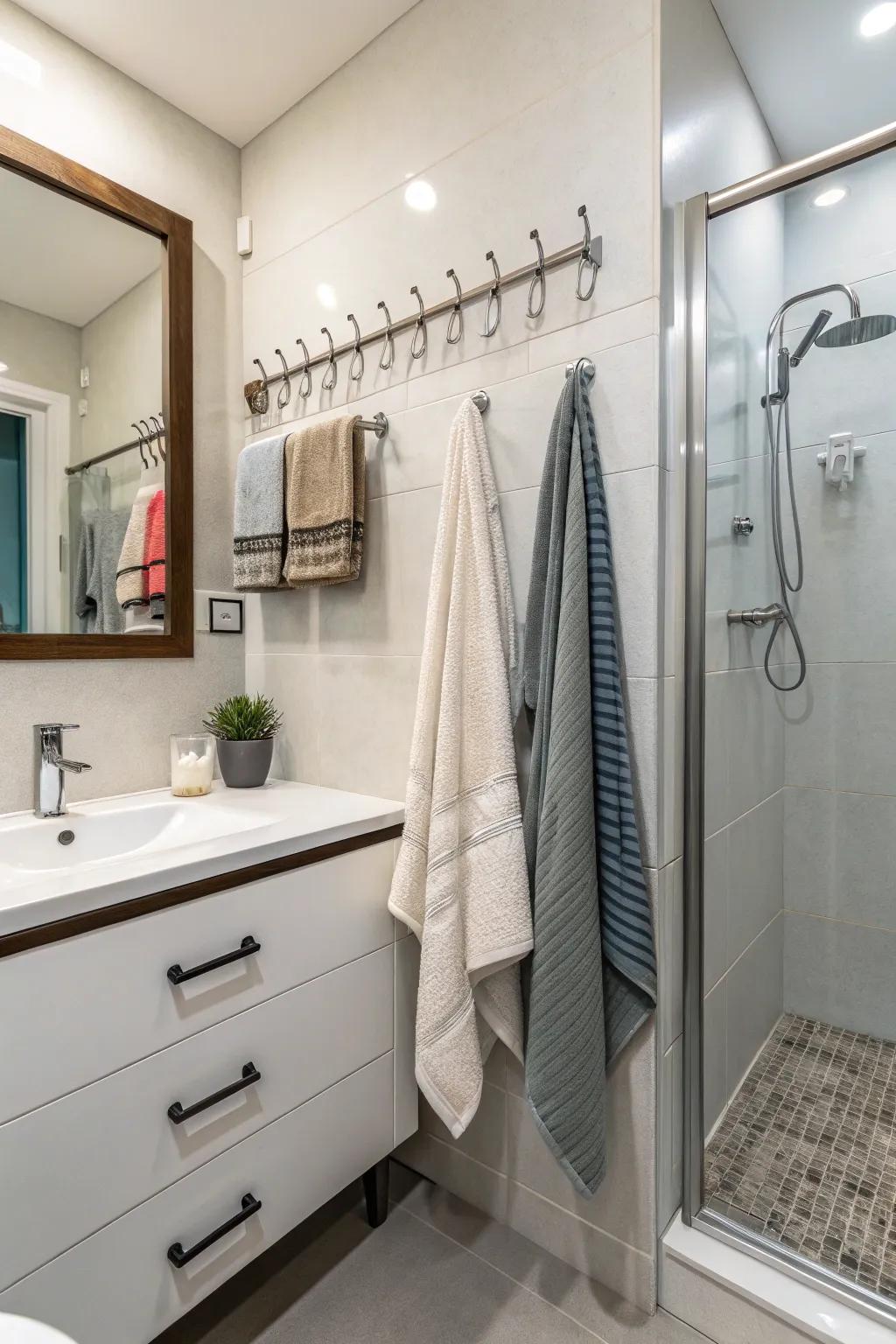 Hangers and peg boards are a simple and useful storage idea.