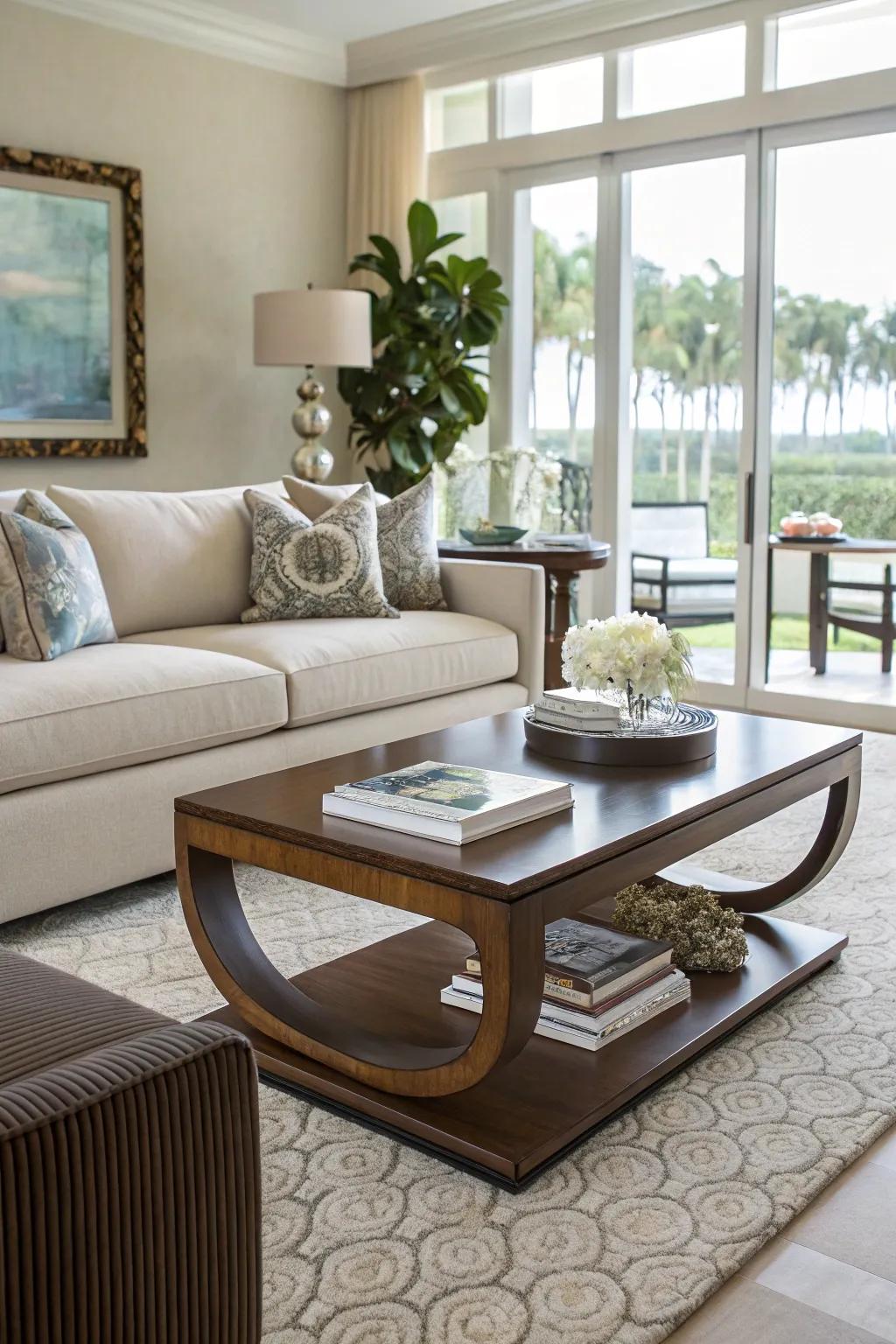 C-shape tables provide adaptable surface space in any room.