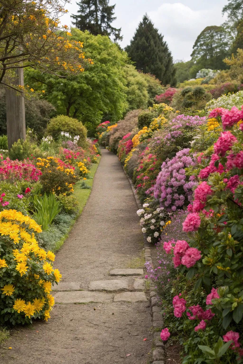 Floral edges contribute a burst of color and attraction to any garden route.