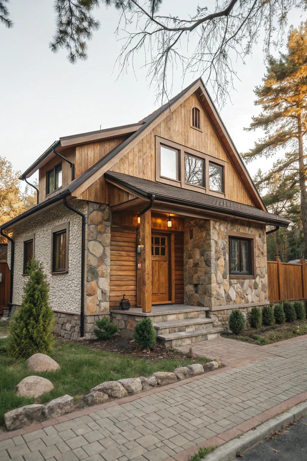 Textured materials like timber and stone enhance dimension to your exterior.