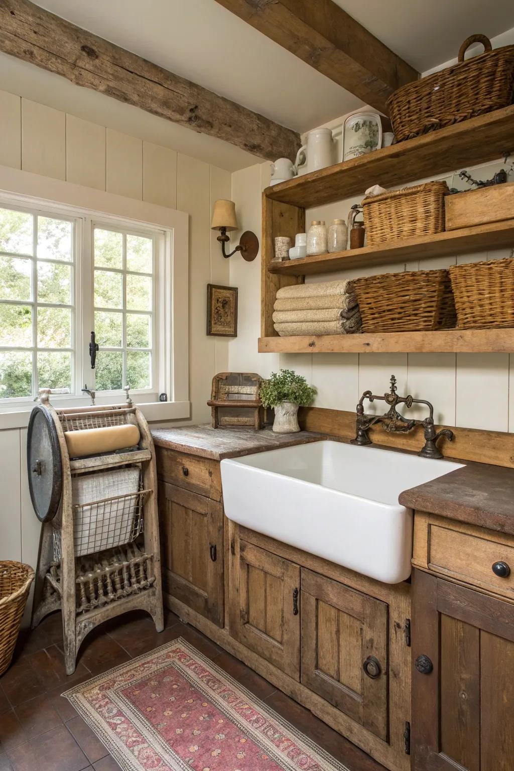 Incorporate country house charm into your smaller laundry space.