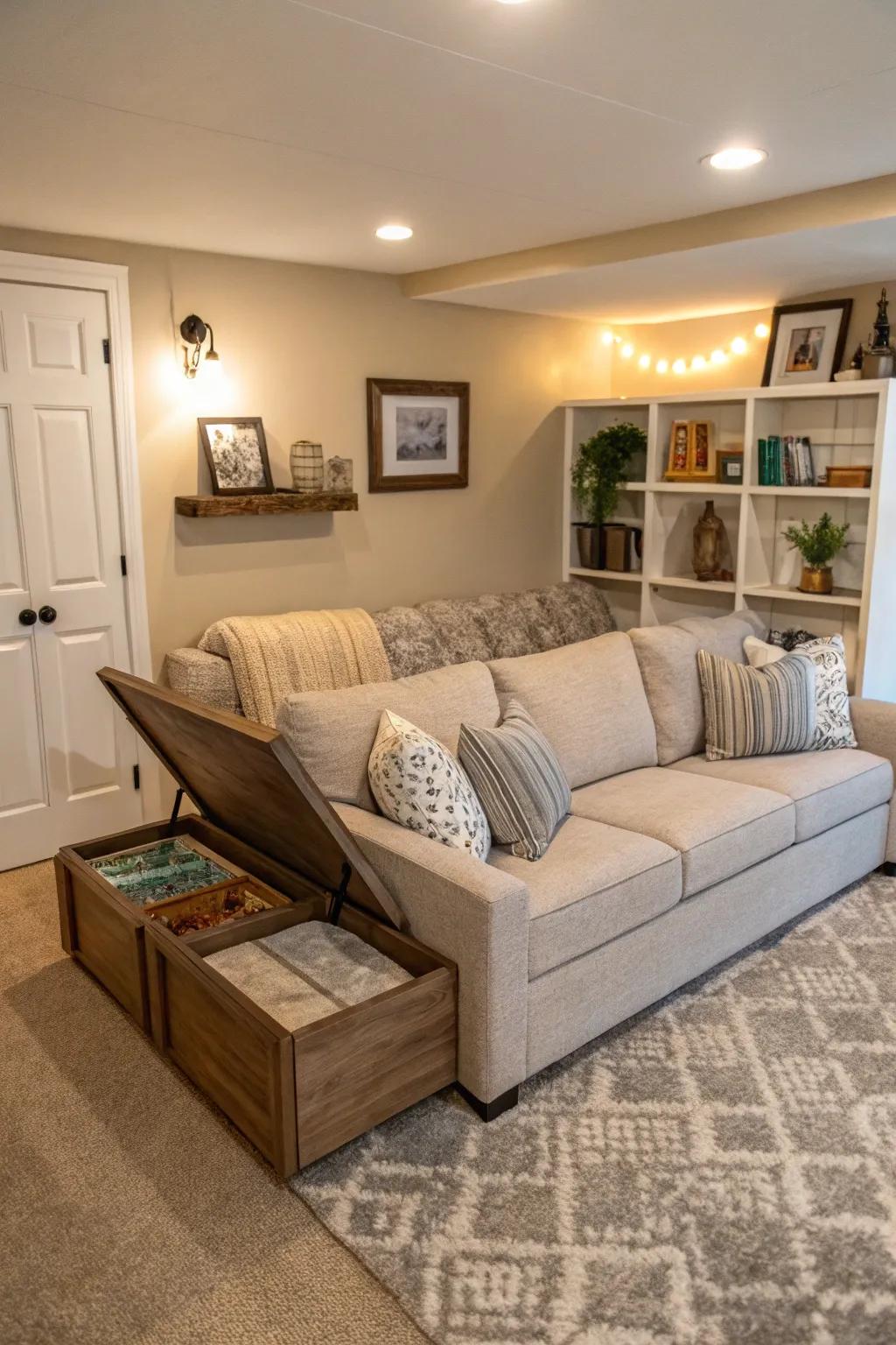 Hidden storage helps keep your space neat and efficient.