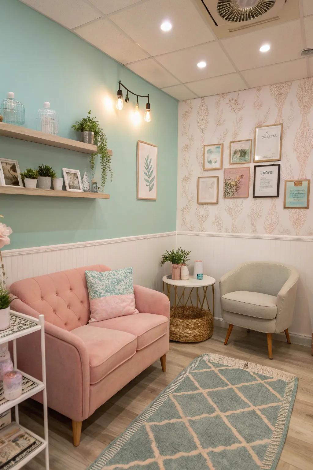Pale color schemes which foster an airy and spacious sensation.
