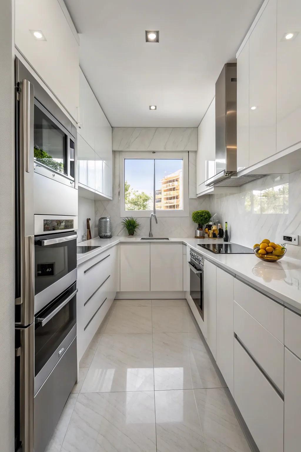 Streamlined appliances preserve a pristine kitchen design.
