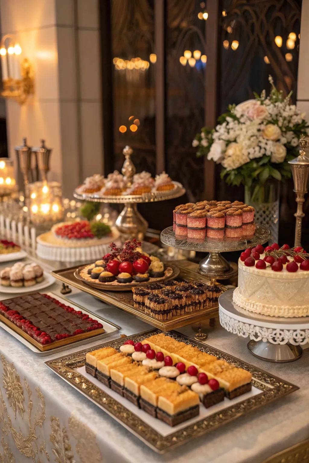 An extravagant dessert bar that is sure to satisfy every sweet craving.