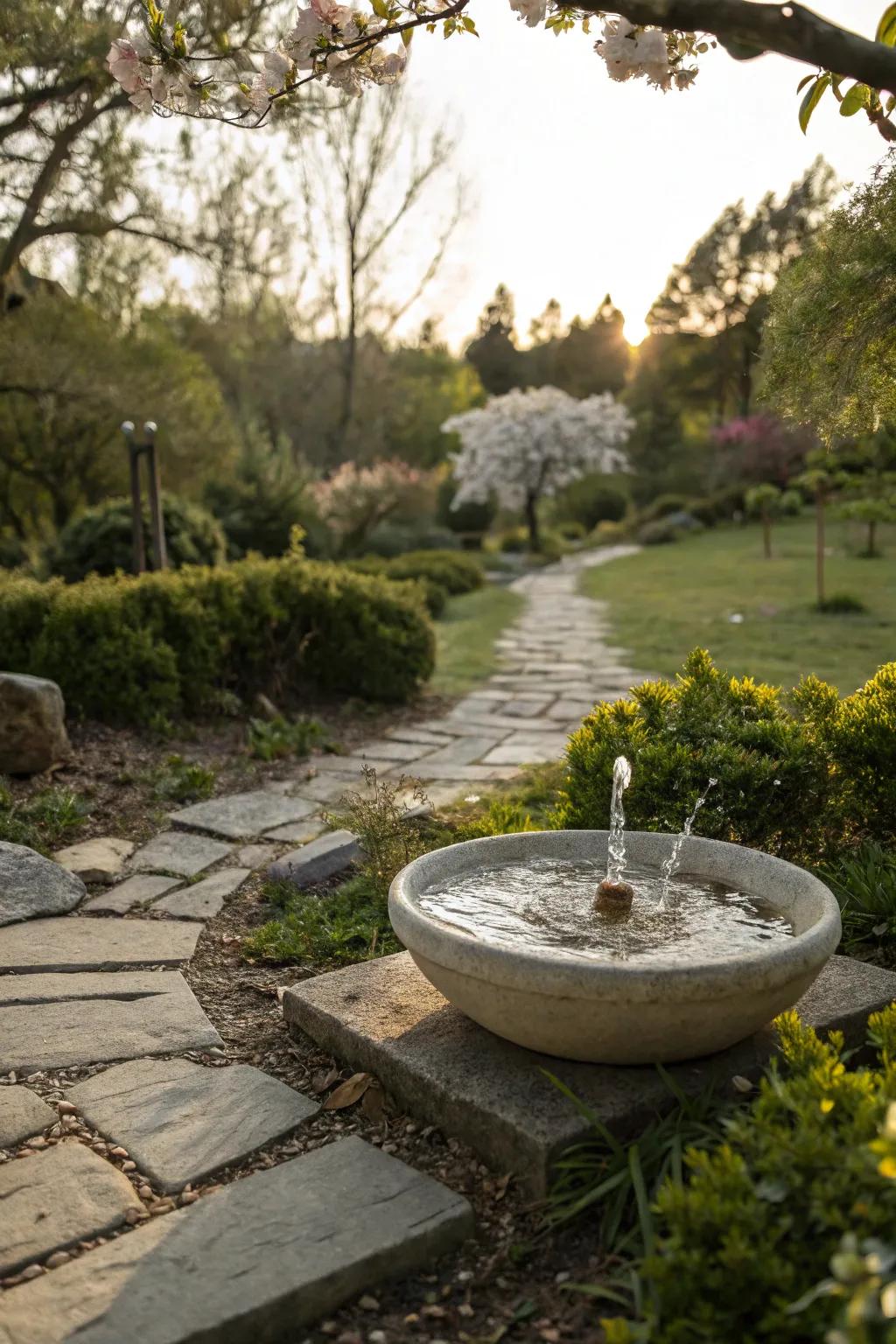 An elegant ceramic bowl with a solar fountain for a touch of tranquility.