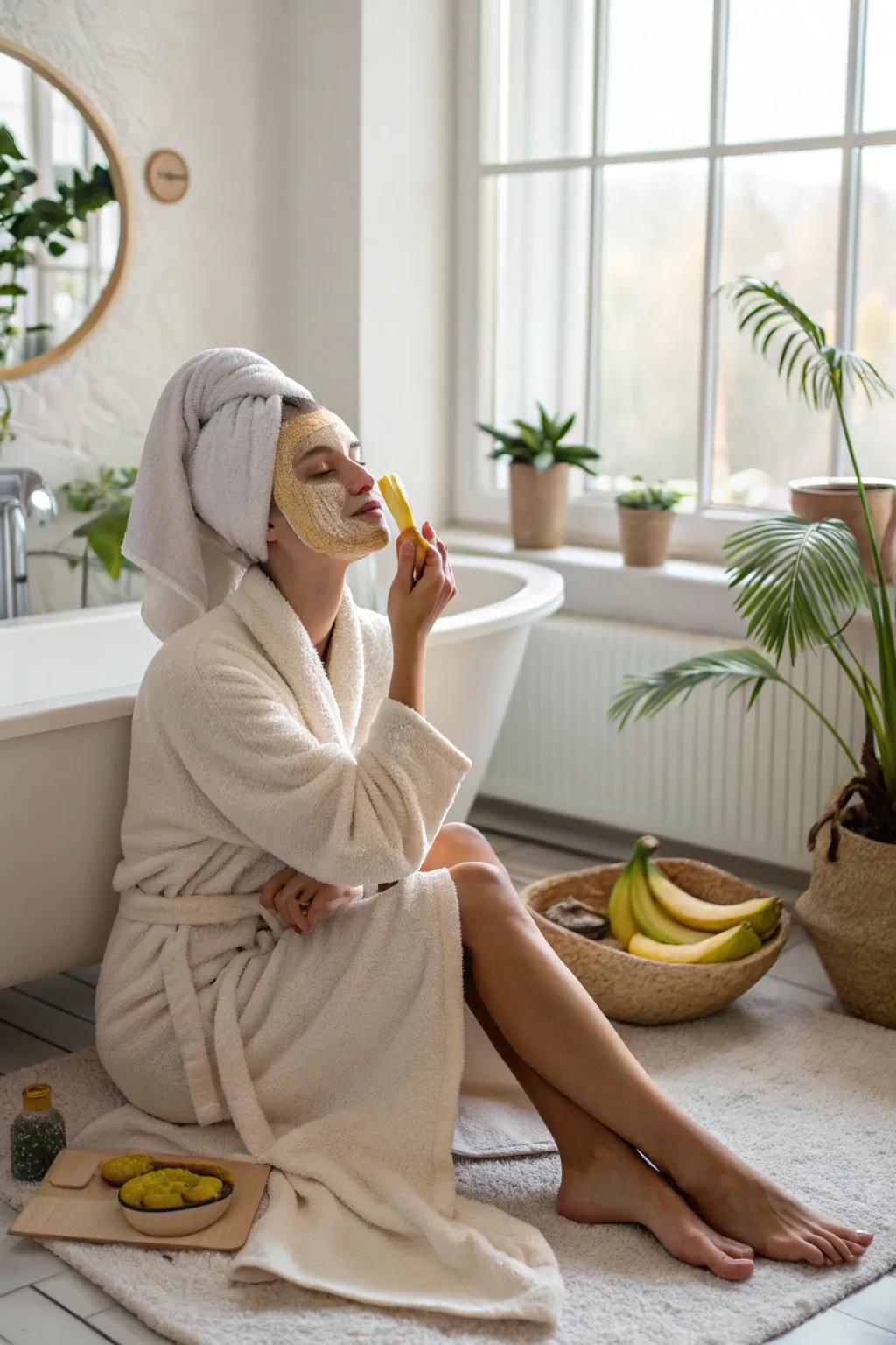 A banana and honey face mask hydrates and refreshes the skin.