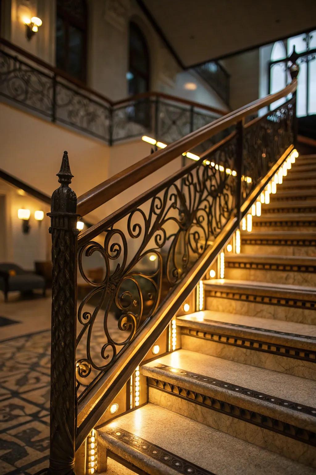 Feature lighting directs attention to architectural components.