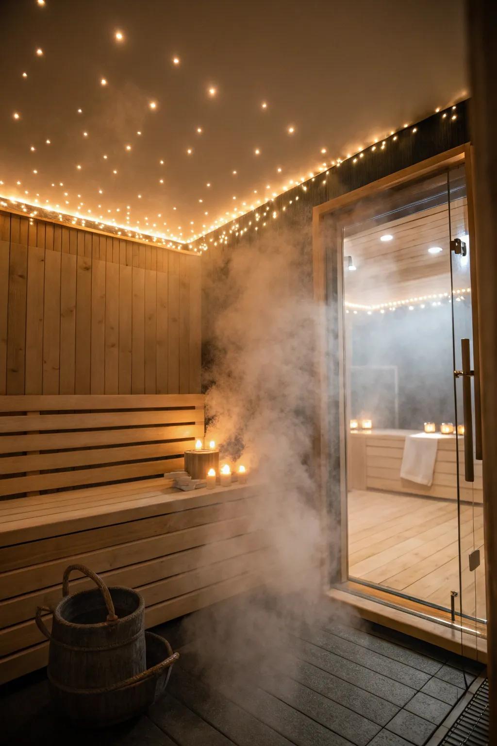 Ambient lighting intensifies the calming impact of steam showers.