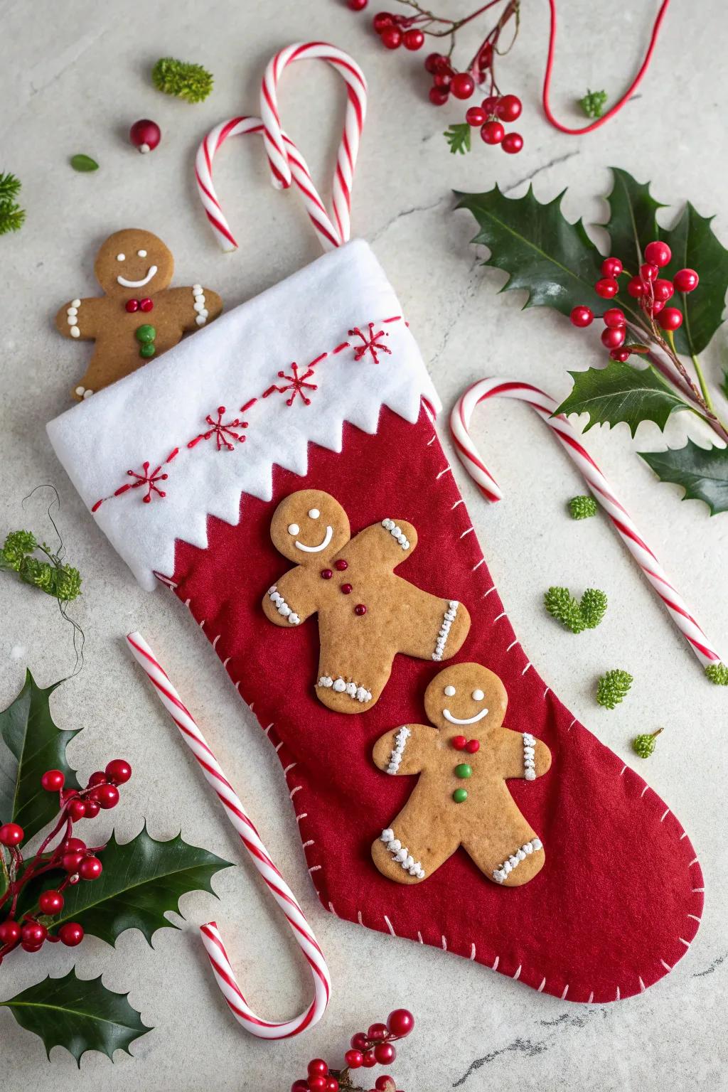 Gingerbread figures add a sweet and festive charm.