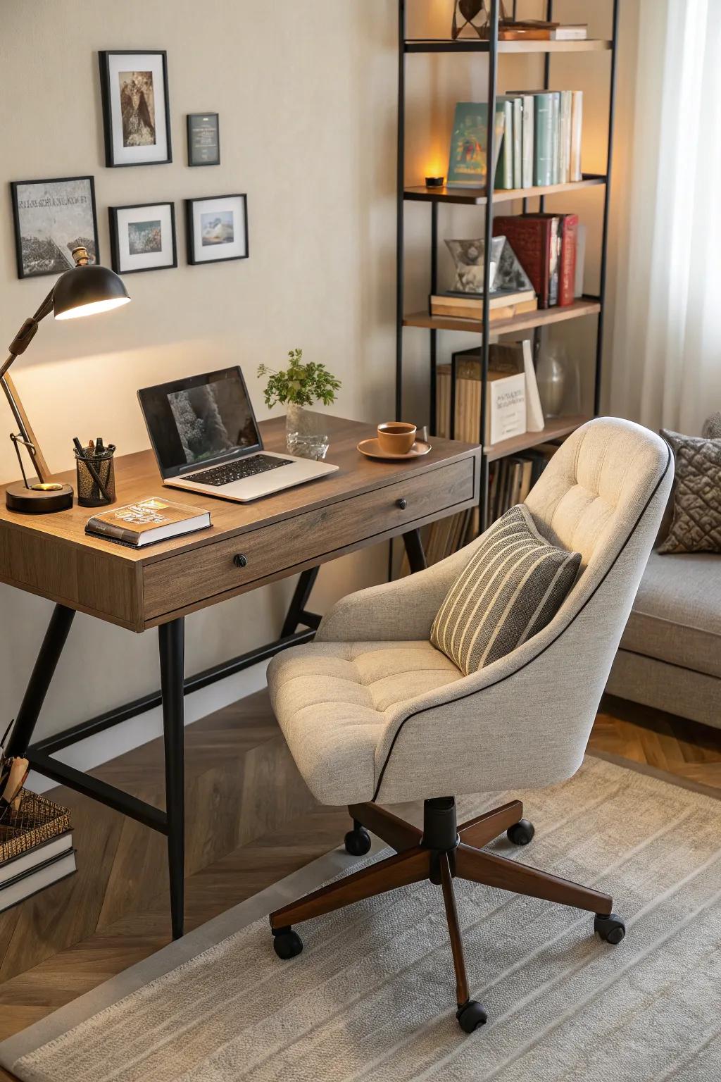 Comfortable seating is essential to a productive study space.