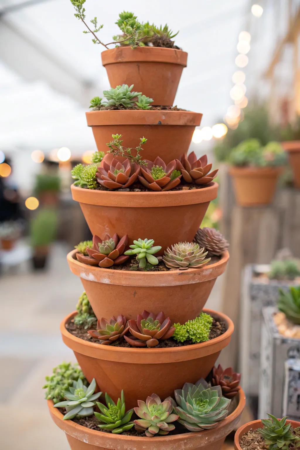 A terracotta tower gives a sense of height to any space.