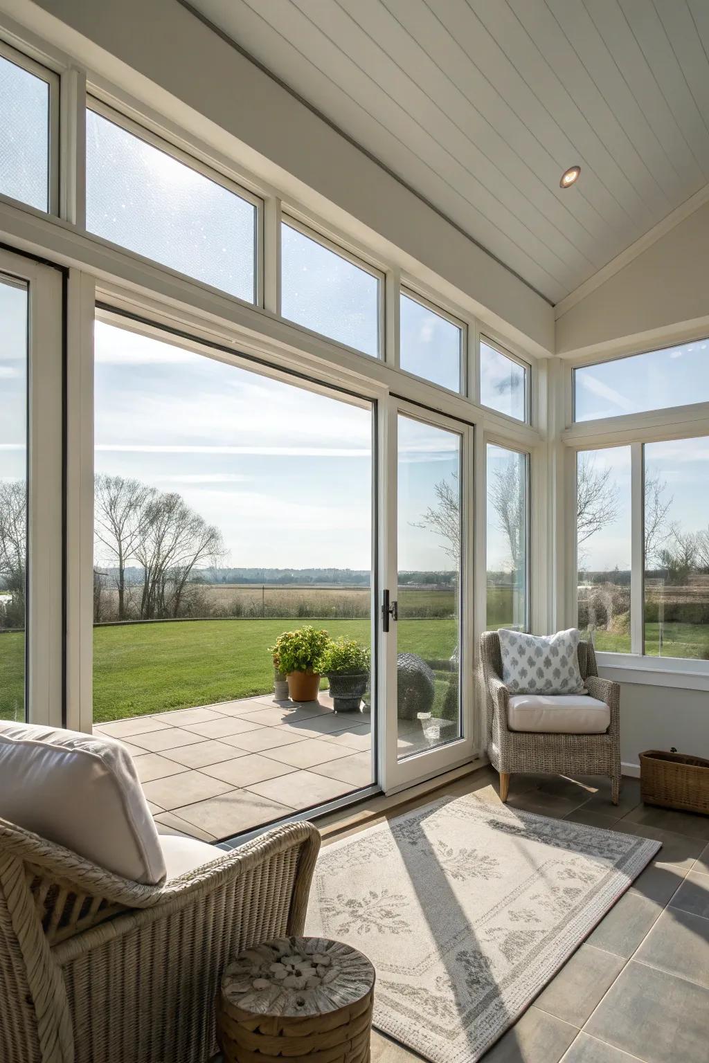Sliding windows provide a modern look with simple outdoor access.