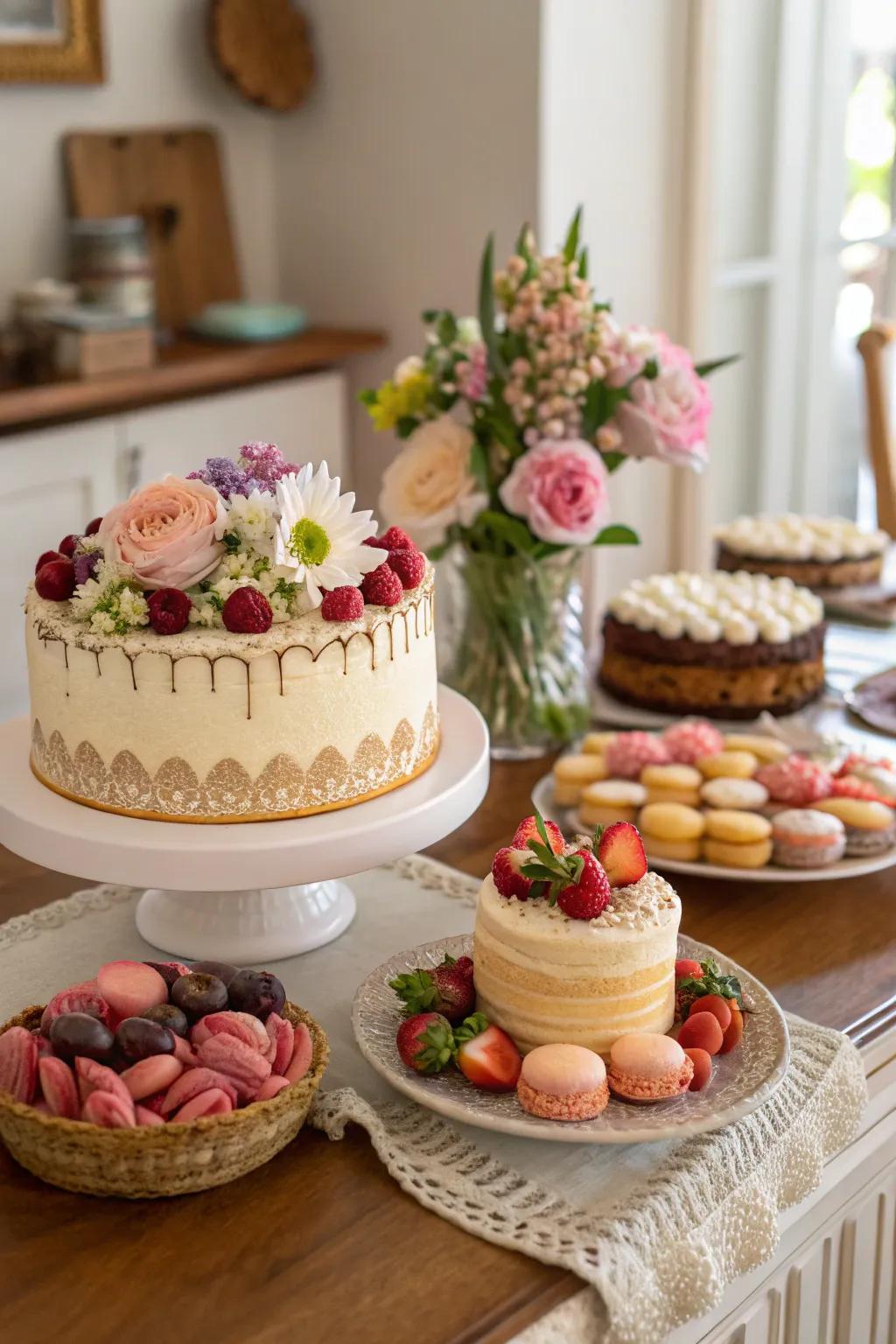 An irresistible dessert array to complement the birthday aesthetic.