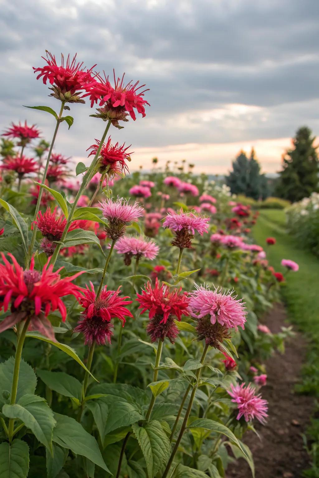 Bee balm blossoms getting the attention of bees and contributing a spicy notice to your tea.