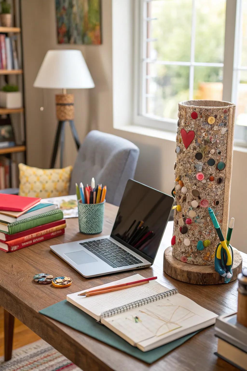 This creative use of everyday household items is highlighted in a cutting-edge piece of sculpted art.