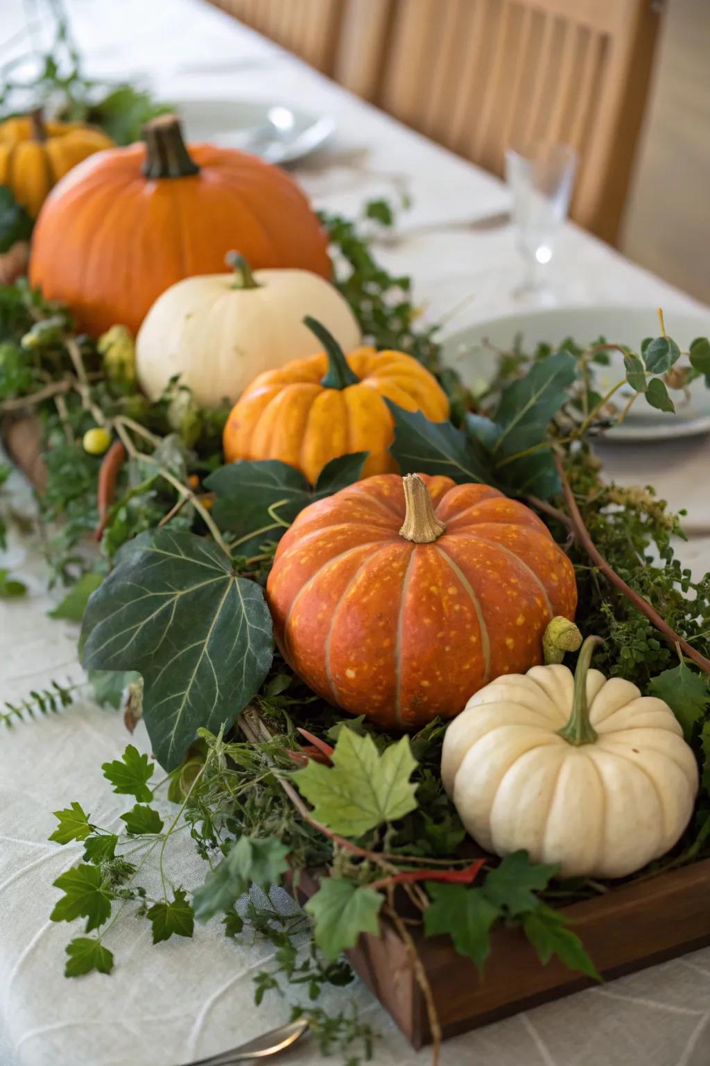 An exquisite pumpkin arrangement centerpiece designed for your table.