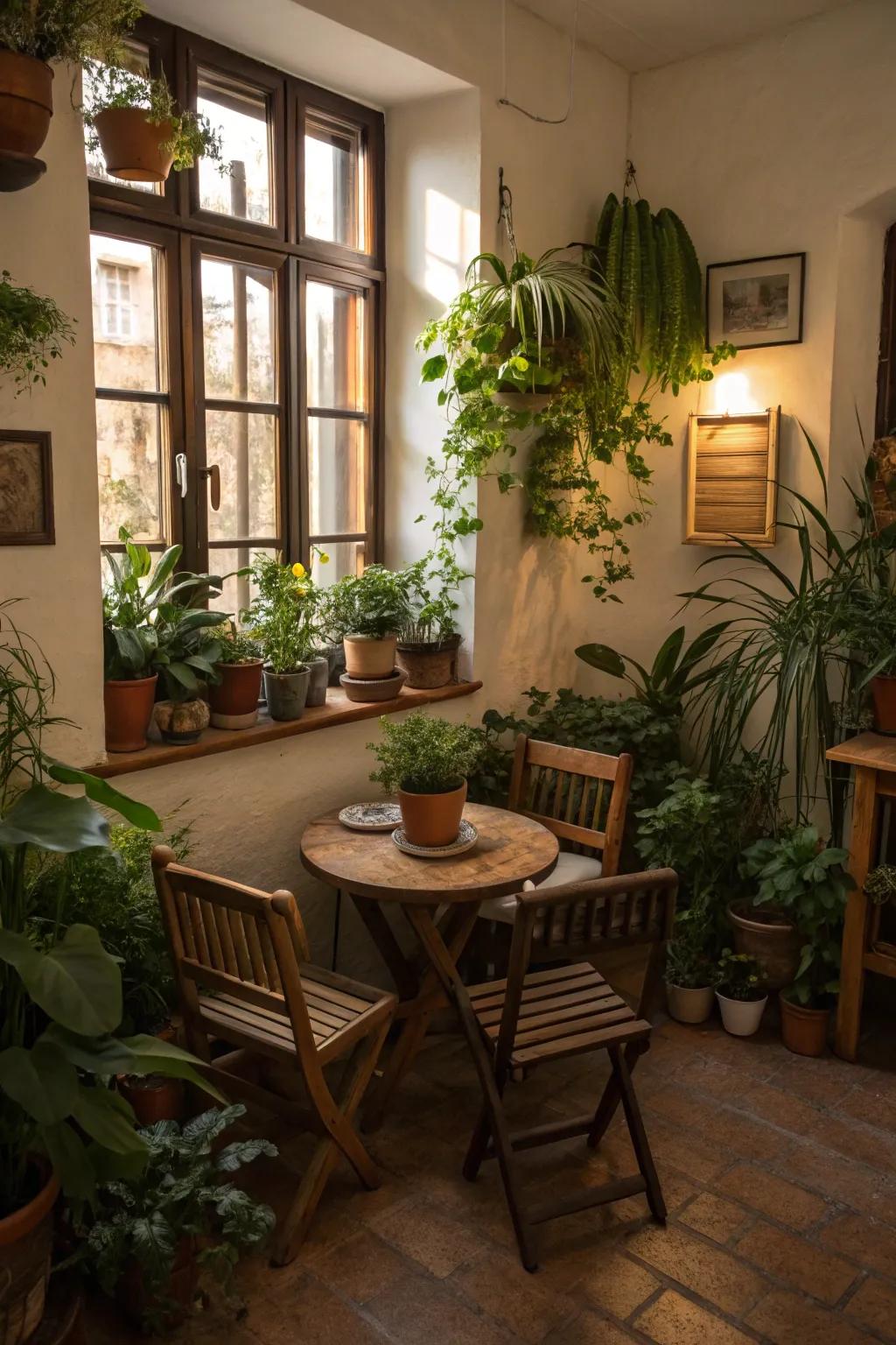 Natural elements add warmth and a sense of peace to small areas.