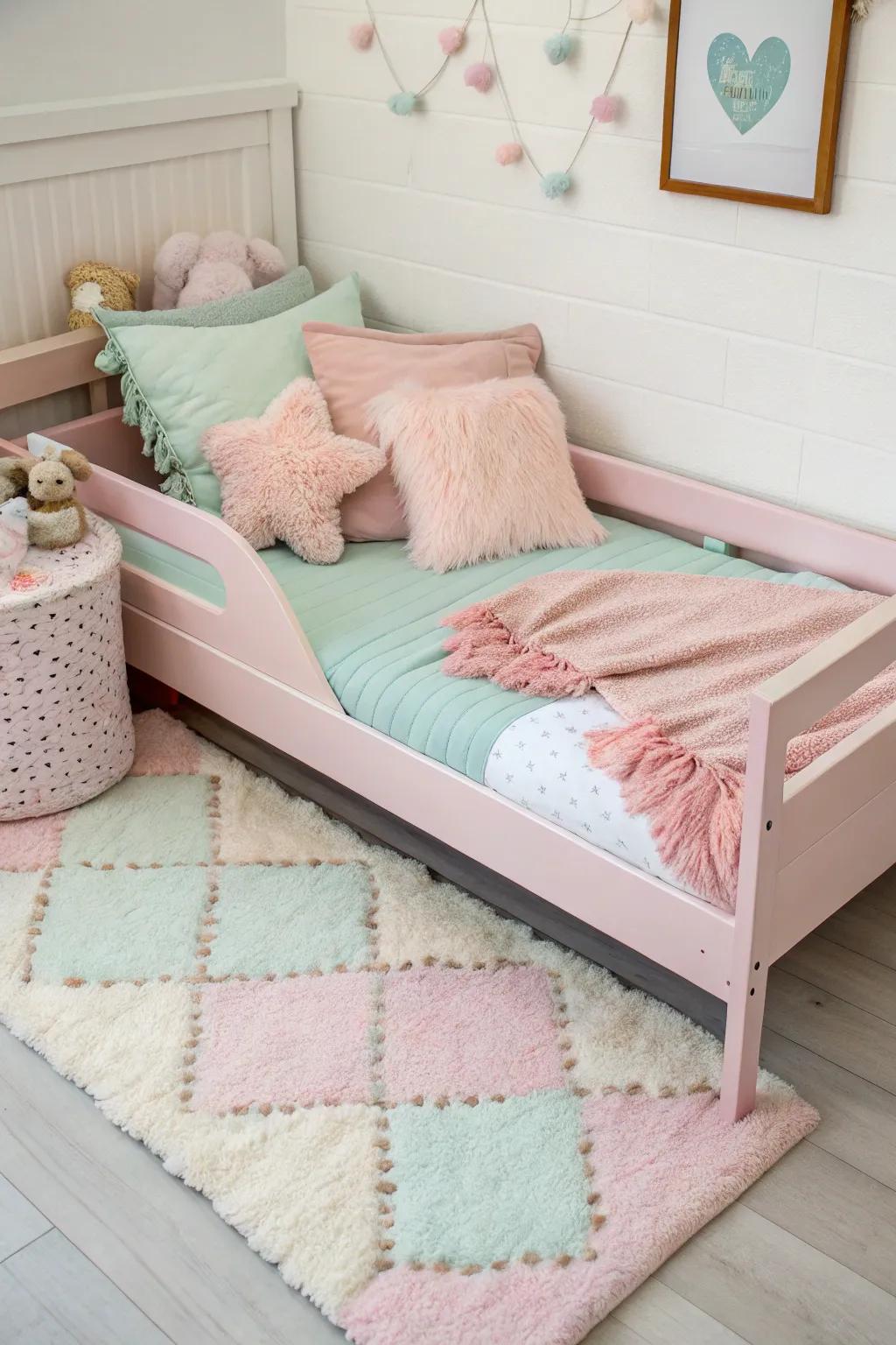 A pastel wonderland for serene rest.