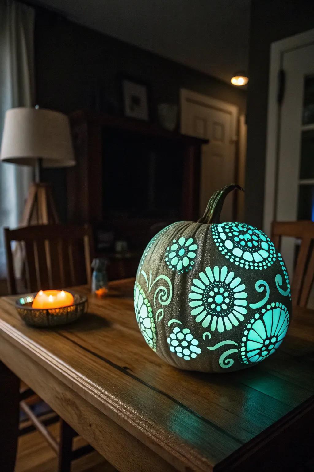 Uncover the enchantment of illuminated pumpkin designs.