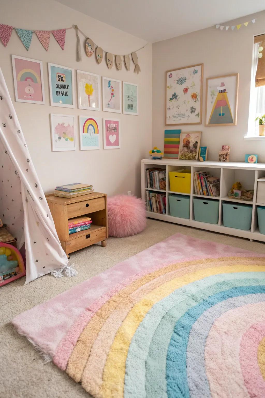 A plush rug enhances the room with comfort and style.