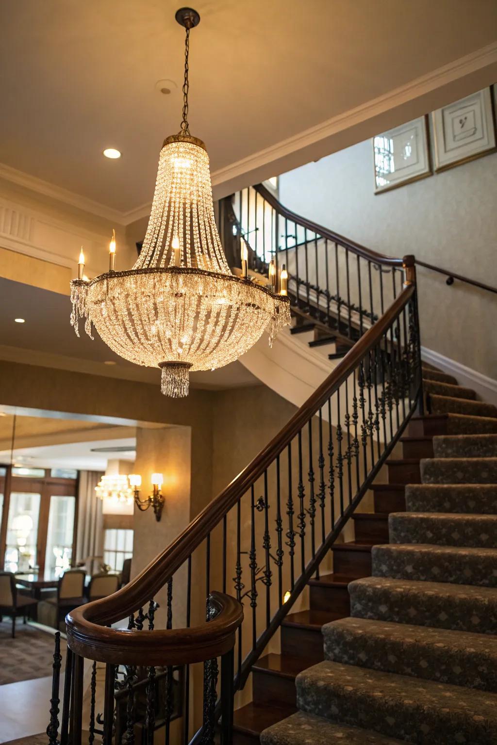 Dramatic lighting can alter the feel of your stairway.