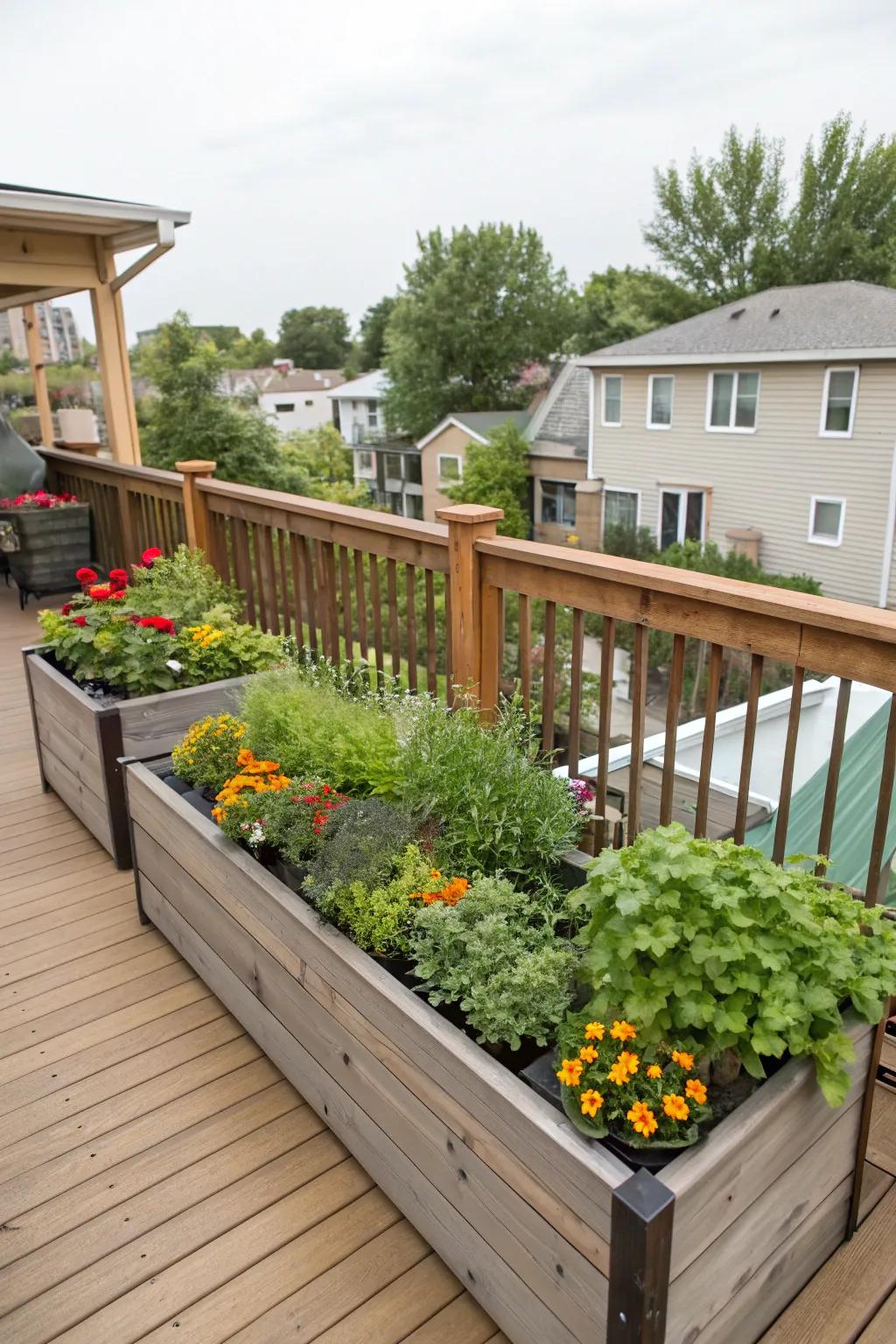 Planter boxes bring nature’s beauty straight to your deck area.