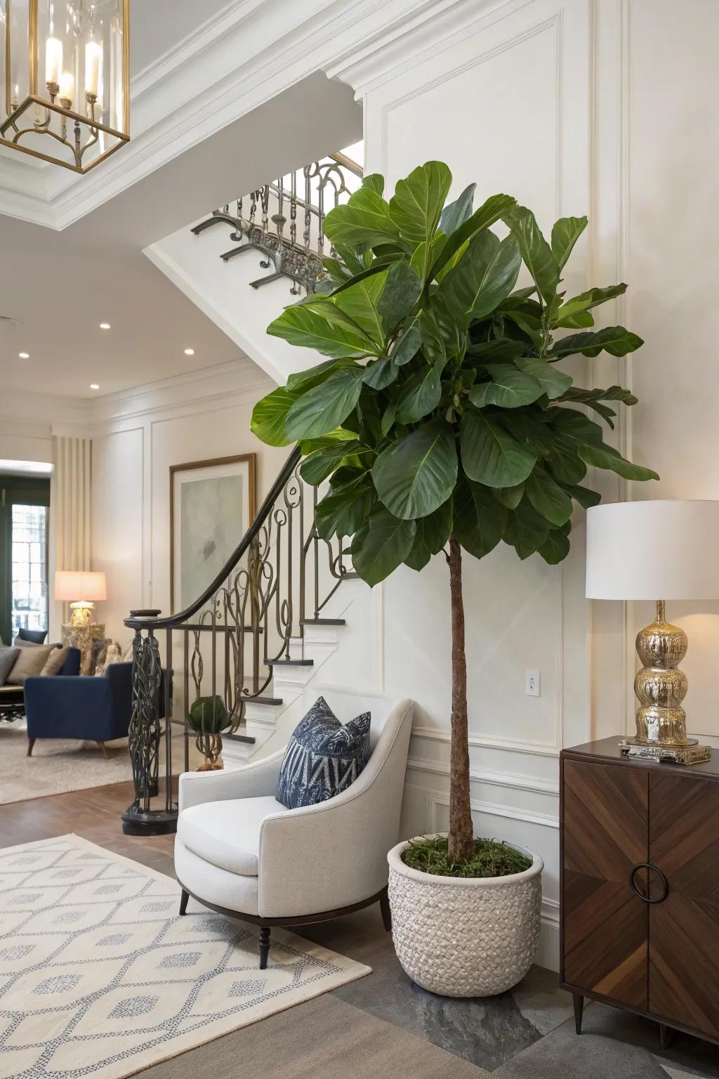 Townhouse corner adorned with vibrant indoor plants