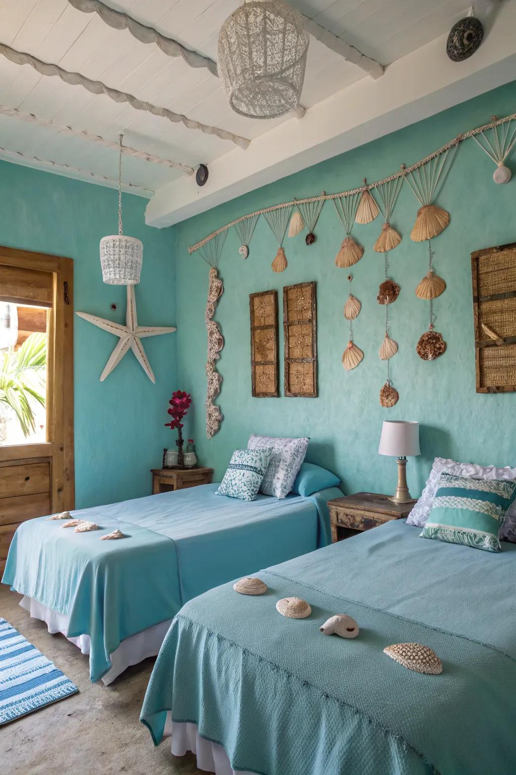 Coastal-inspired decor changes this bedroom into a beachside escape.