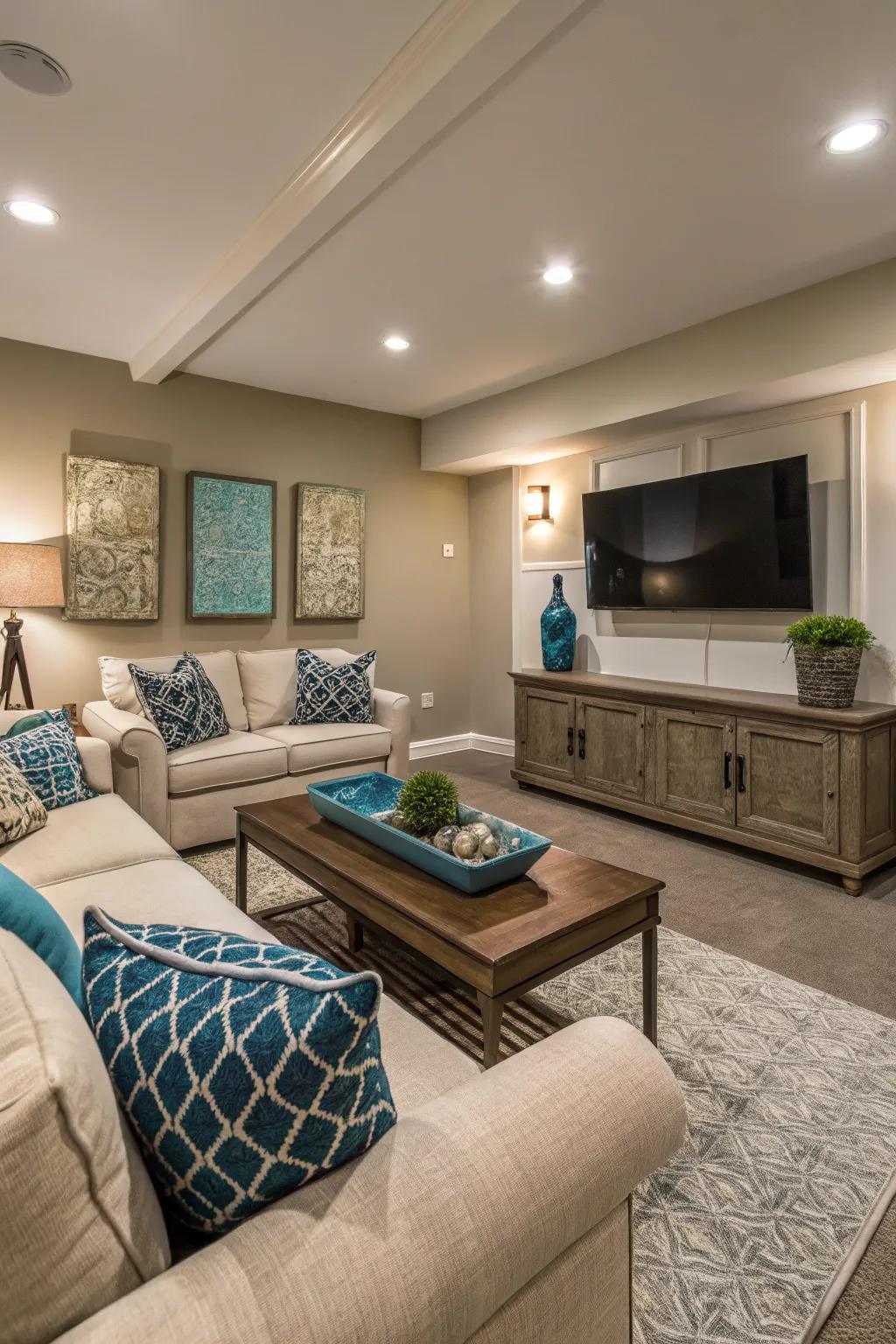 A tranquil color scheme sets a restful mood.