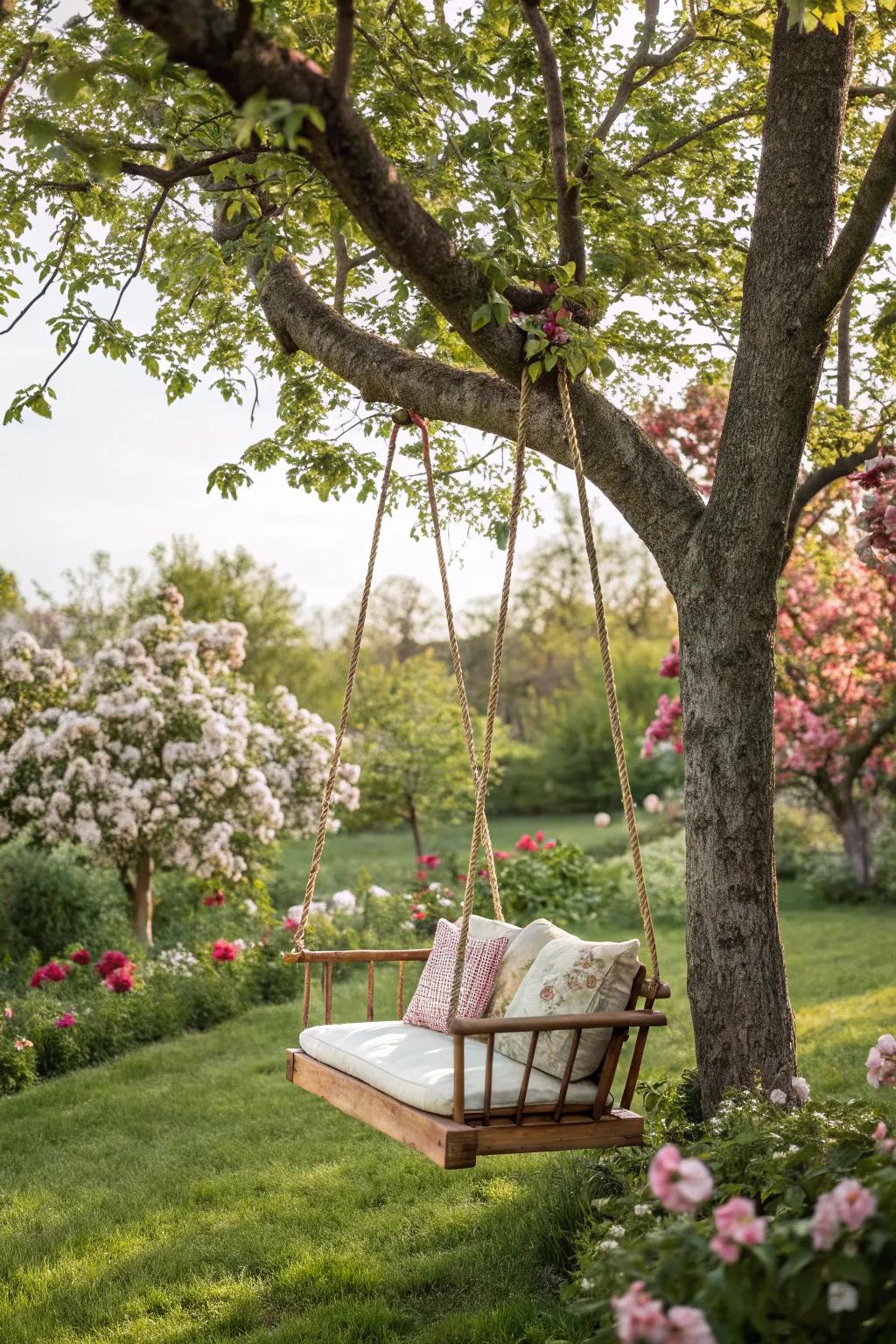 Swing lightly under the tree and allow your anxieties to fade away.