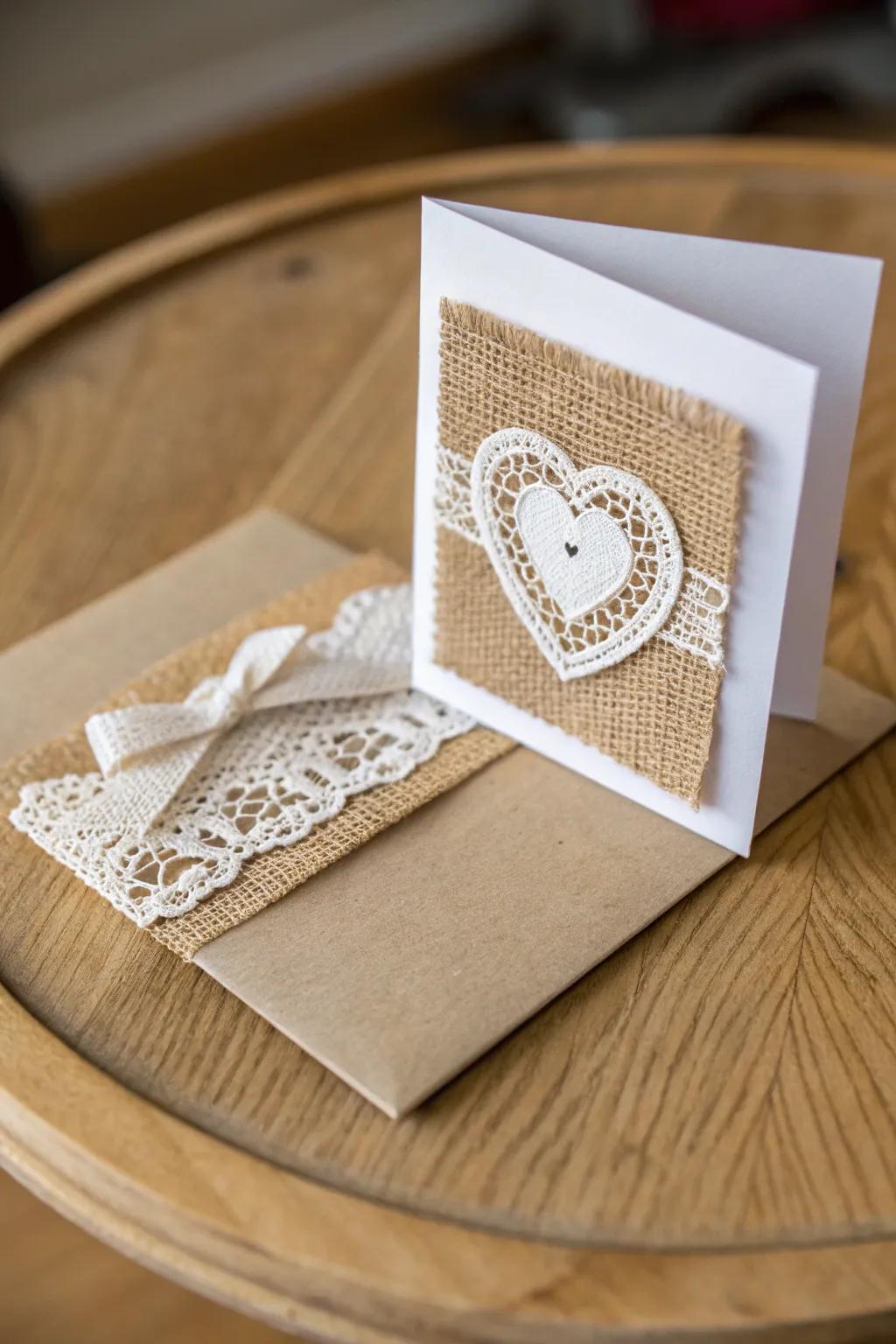 Infuse warmth and sophistication into your Valentine's card with captivating material textures.
