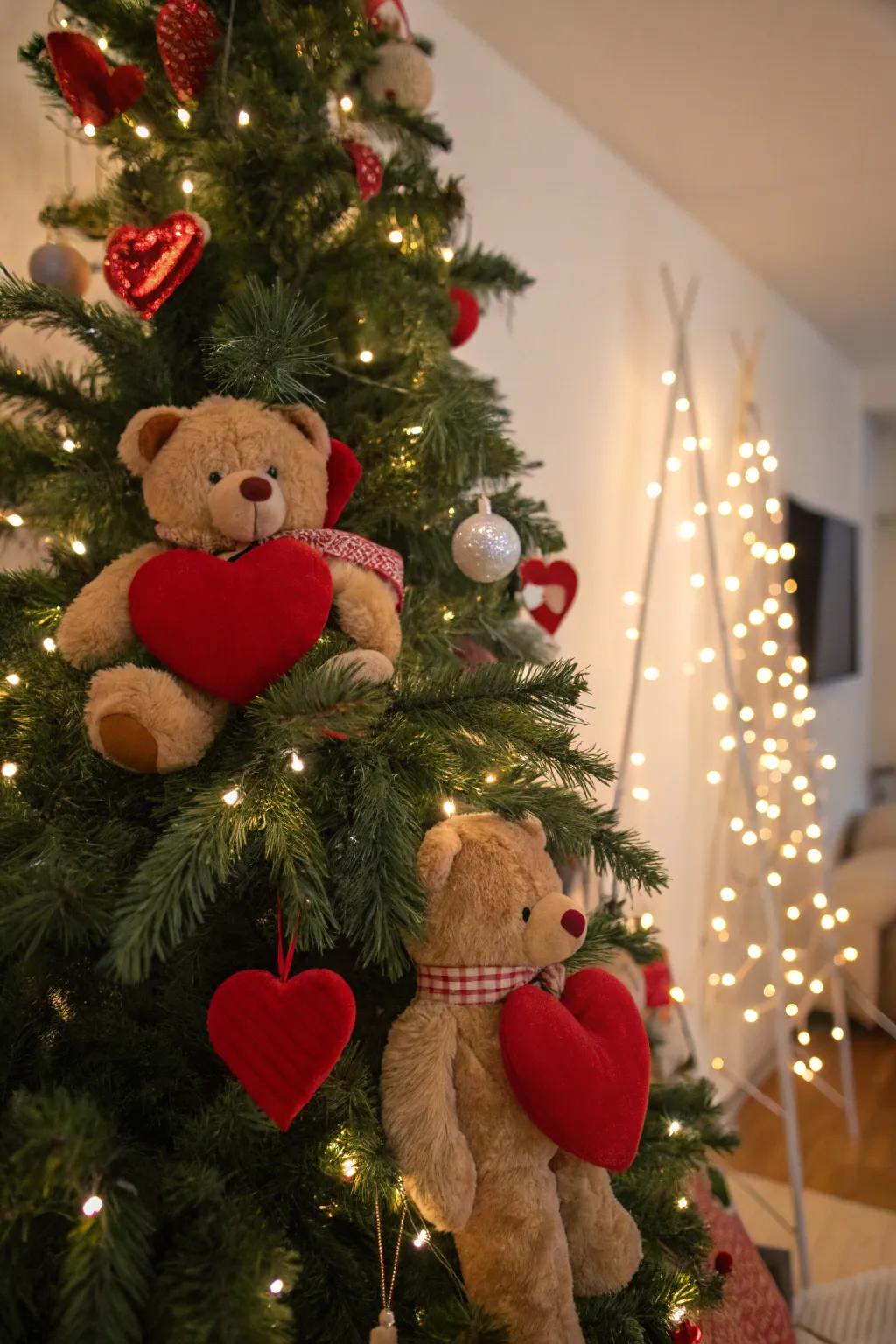 Soft elements add a warm and inviting touch to your Valentine's tree.